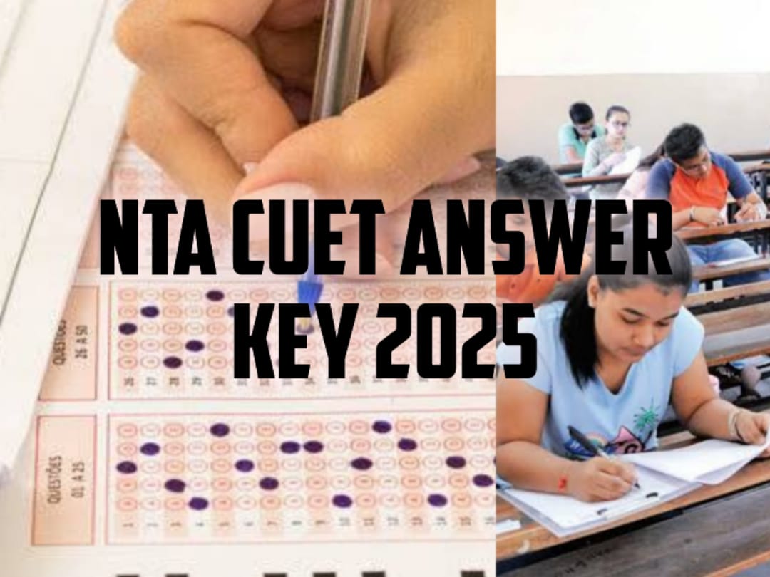 "Students appearing for CUET 2025 exam with OMR sheet highlighting NTA CUET answer key"