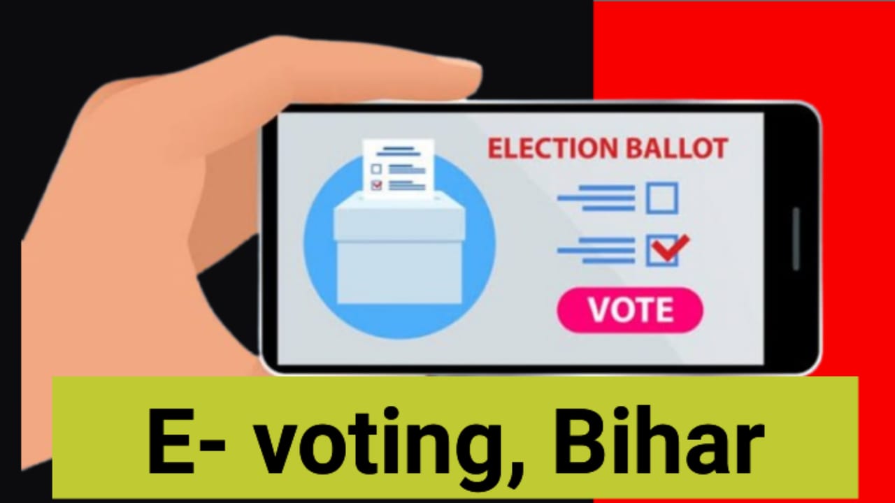 Mobile screen showing Bihar E-Voting app for online voting