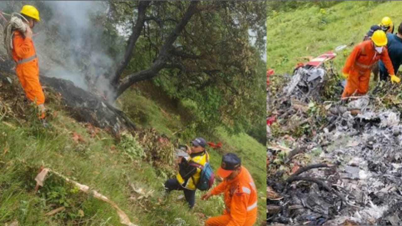 केदारनाथ हेलिकॉप्टर दुर्घटना स्थल पर राहत और बचाव कार्य में जुटी NDRF टीम