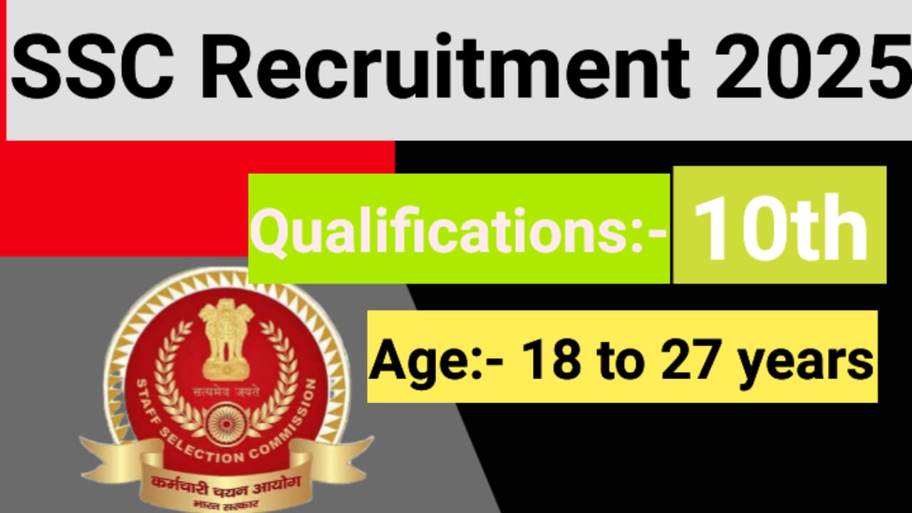 SSC Recruitment 2025 Notification Image Showing 10th Qualification and Age Limit 18 to 27 Years